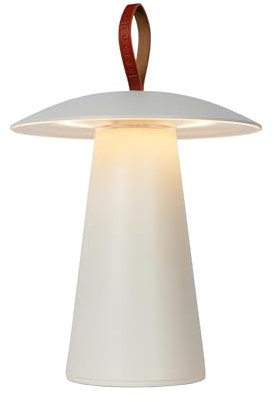 LUCIDE LA DONNA - wiederaufladbare Tischlampe Innen/Außen - Akku/Batterie - Ø 19,7 cm - LED 3 StepDim - 1x2W 2700K - IP54 - Weiß