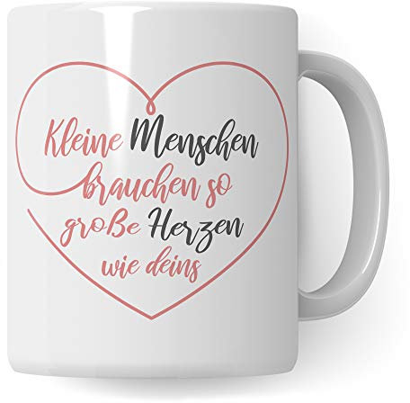 Pagma Druck Erzieherin Tasse, Abschiedsgeschenk Kindergarten, Erzieherin Geschenk Becher, Kleine Menschen Brauchen So Große Herzen Wie Deins Kaffeetasse, Kindergarten Abschied Geschenkidee Kita