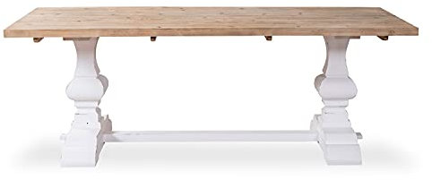 INTENSE DECO Table en pin Vieilli LUBERON Style monastère Blanc