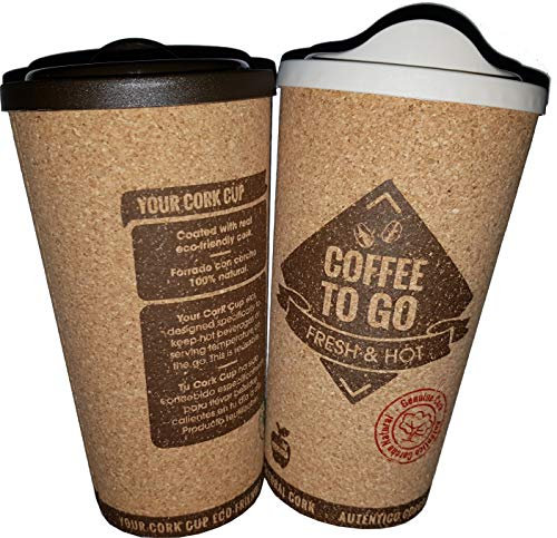Juypal Korkbecher/Isolierbecher/Coffee to go Becher/Kaffeebecher/Thermobecher 2er Set, je 500 ml