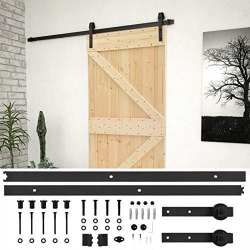 Festnight Porta Scorrevole con Set Hardware in Legno di Pino Binario per Porta Scorrevole Kit 100x210 cm