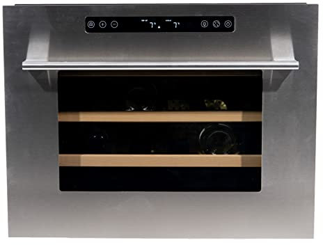 Vinata WK-55A-RVS Premium mit Edelstahl Glastür-24 Flaschen Weinklimaanlage Weinkühlschrank, Glas Holz