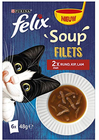 Felix Suppe Filets Katzensuppe in den Aromen Rund, Huhn und Lamm, 6 x 48g - 4er Karton (24 Portionsbeutel; 1,15kg)