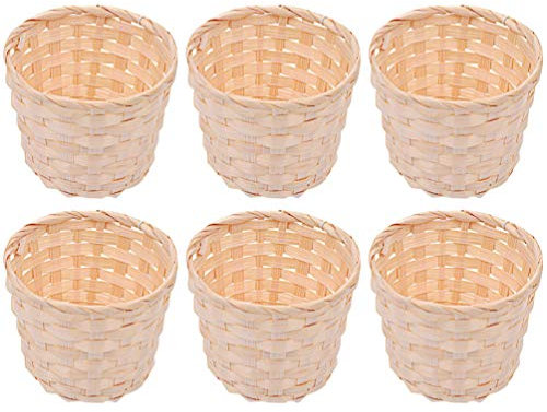 Milisten 6pcs Woven Basket Flower Plant Pot Basket Wicker Rattan Storage Basket Box Pen Pencil Holder Cup