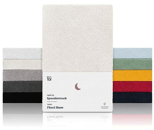 Blumtal® Frottee Spannbettlaken 200x200 cm im 2er Set - Oeko-TEX zertifiziertes Spannbetttuch 200x200 cm - Frottee-Spannbettlaken bis 25 cm Matratzenhöhe - Spannbettlaken Frottee wärmend in Elfenbein