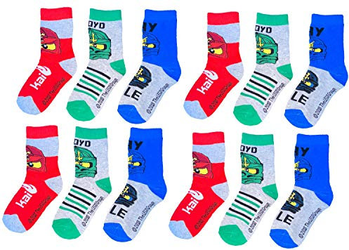 TVM Europe GmbH LEGO NINJAGO Socken Set 12 Paar Kindersocken Kinder Strümpfe für Jungen OEKO-TEX 100 grau Gr.27/30 31/34 35/38 (35/38)