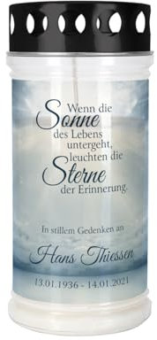 private grief Grablicht Trauerkerze mit persönlicher Beschriftung (Sonne des Lebens, 7,5 cm x 21 cm (Ø/H))