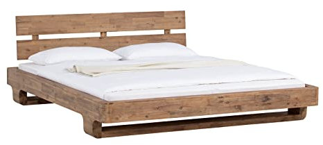 Woodkings® Holzbett Madras 140x200 Massivholz Akazie gebürstet Doppelbett Schlafzimmer Möbel Schwebebett Bettgestell massiv Echtholz