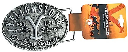 Changes Yellowstone Dutton Ranch Y Logo Established 1886 Kevin Costner Gürtelschnalle 66-57, Silber, Einheitsgröße
