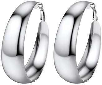PROSTEEL Glänzend Blatt Design Creolen für Damen Mädchen Edelstahl 60mm Runde Kreolen Ohrringe Hoop Earrings Fashion Kreis Ohrringe Modeschmuck Accessoire für Bürodamen