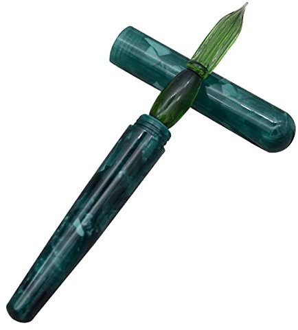 SIPLIV Kalligraphie-Stift aus Kunstharz, Dip-Stift, Glasstift, Federspitze, Taschengröße, Reise-Geschenk, für Unterschrift und Kunst, Grün