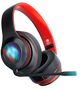 XYLXJ Casque de jeu Bluetooth avec micro suppression du bruit - Casque filaire / sans fil pliable avec 7 couleurs de lumière (couleur : rouge)