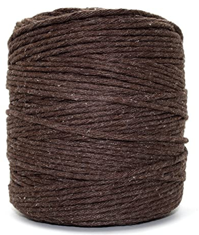 Premium Dark Brown Macrame Cord, 300 m / 984 ft of 2 mm Thick Natural Cotton Thread Yarn Macrame Rope for Wall Hangings, Plant Hangers, DIY Crafts, Home Decorations, Gift Wrapping (Reel)