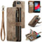 UEEBAI Wallet Case for iPhone 7 Plus/iPhone 8 Plus, Premium Handmade PU Leather Phone Case Card Slots Magnetic Closure Zipper Pocket Kickstand Flip Case with Hand Strap - Vintage Brown