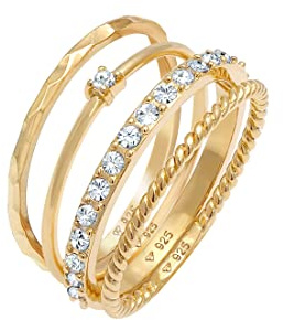 Elli Ring Damen Stapelring 4er Set Gedreht 925 Silber