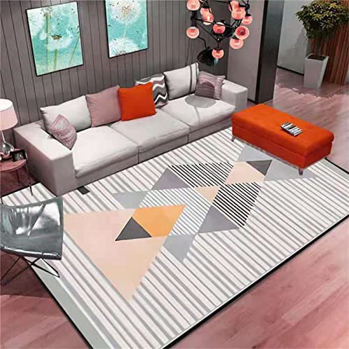 RUGMRZ Bürostuhl Unterlage Teppich Teppich Ornament Grauer, rosafarbener, geometrischer Wohnzimmerteppich, Heimdekoration, rutschfest, tropffrei Teppich Gemustert Auslegware Teppichboden 50X80cm