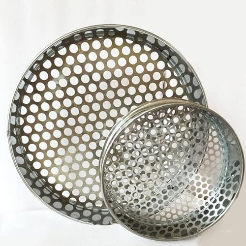 MMLFX 1pc Sieve 304 Stainless Steel Mesh Sieve 0.5-50mm Round Hole Kitchen Food Bean Filter Screen Fruit Blueberry Sieve Strainer Sifter 10cm Diameter (Size : Hole Diameter 5mm)