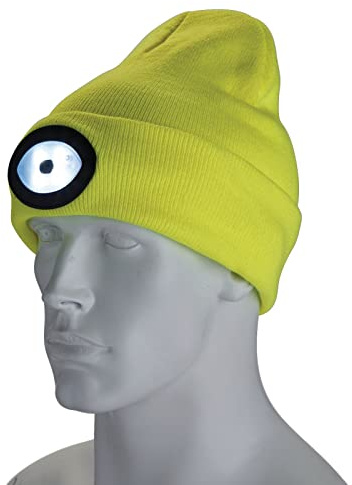 Draper 10008 Beanie Hat with Rechargeable Torch, One Size, 1W, 100 Lumens, High-vis Yellow