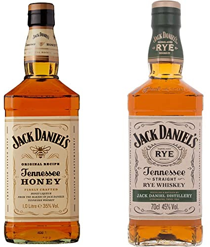 Jack Daniels Tennessee Honey Bourbon Whisky Alcool 35% Vol, 1L & Jack Daniels - Tennessee Rye - Whisky