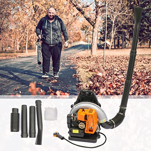 2.7KW Powerful Petrol Backpack Leaf Blower, 65cc 2 Stroke Air Cooled Engine with Adjustable Shoulder Strap