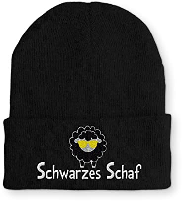 Schwarzes Schaf Statement Wintermütze Beanie Mütze für Damen und Herren