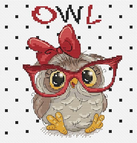 Luca-S Cross Stitch Kit The Owl with Glasses, B1403