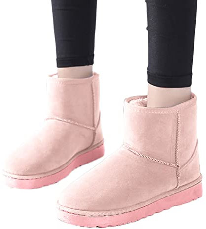 Osheoiso Bottes de Neige Femme Filles Velours Bottes Hiver Fourré Chaude Plats Confort Bottines Casual Chaussures Extérieur Thermique Léger Bottes Vintage A Rose 39 EU
