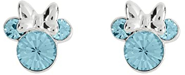 Disney Minnie Mouse Sterling Silver March Birthstone Earrings