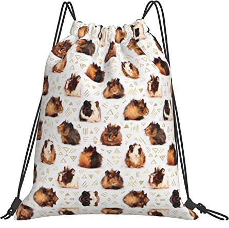 ASEELO Meerschweinchen-Rucksack mit Kordelzug, wasserdicht, für Herren und Damen, Sport, Turnbeutel, Reisen, Tagesrucksack, Meerschweinchen, Einheitsgröße