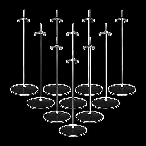 HMIEPRS 10 Stück Acryl Puppenständer Verstellbar, Transparenter Puppen Ständer Unterstützung, Puppenständerhalter Displayhalter, Barbie Ständer Puppenzubehör für 11-13 Zoll/28-33 cm Puppen (Höhe 25cm)