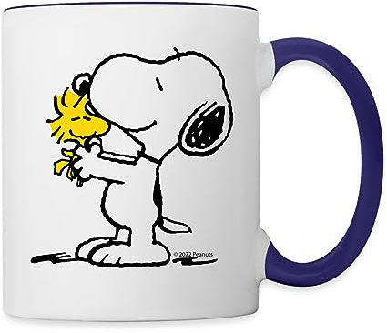 Spreadshirt Peanuts Snoopy Und Woodstock Beste Freunde Tasse Zweifarbig, One size, Weiß/Kobaltblau