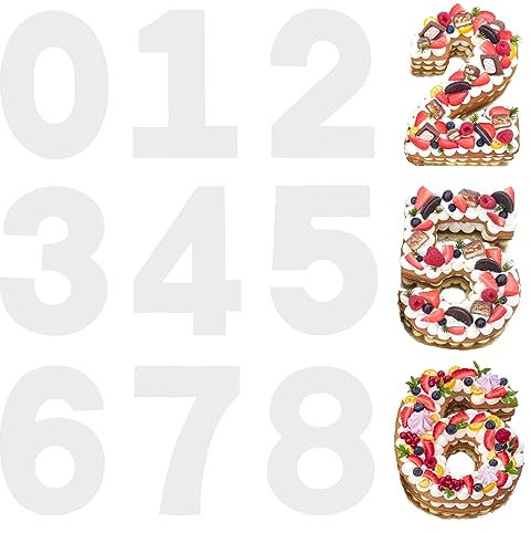 12 Inch 0-8 Number Cake Stencils, 9Pcs Large Number Cake Moulds Flat Cake Templates Cake Cutting Number Molds for DIY Numbers Cakes Cookies Pastry for Christmas Wedding Birthday Anniversary