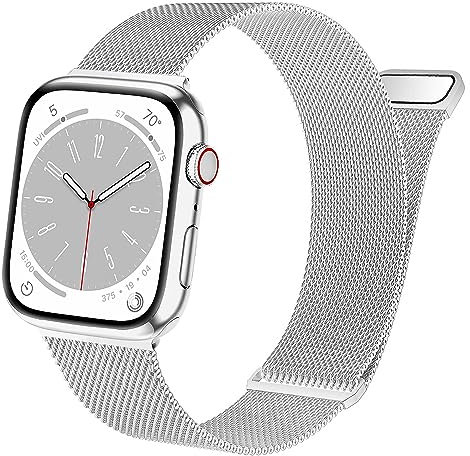 VELULYX correa compatible con Apple Watch 38mm 40mm 41mm para hombre/mujer, correa magnética de malla metálica de acero inoxidable con iWatch Series 8 7 6 5 4 3 2 SE