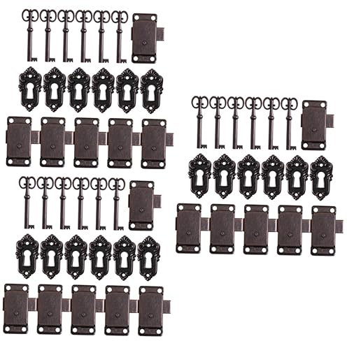 Uonlytech 18 Sätze Schloss Aus Rotbronze Antikes Schloss Schlüssel Sperren Vintage Kommode Schrankschloss Aus Roter Bronze Vintage-schrankschlösser Möbel Schminktisch Eisen Schublade