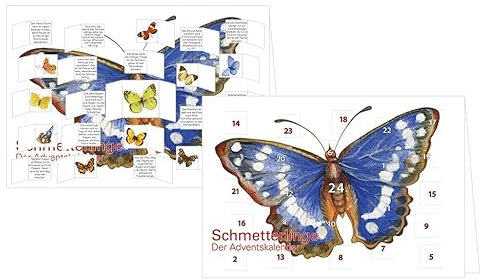 RASW113 | Motiv: Schmetterlinge | Adventskalender-Doppelkarte - 12,5 x 18,5 cm | mit hochwertigem Kuvert