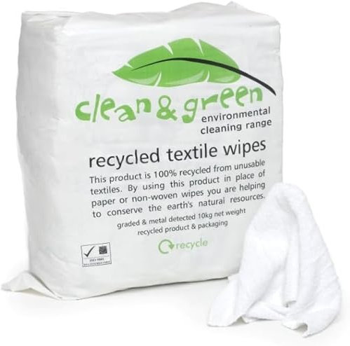 LMB Supplies White Cleaning Rags - 10KG Cotton Wiping Cloths, Lint-Free, 10KG Bulk Pack - Ideal for Industrial, Automotive, and Janitorial Cleaning - Recycled Material