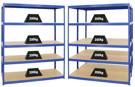 PROREGAL Mega Deal 3er-Set Schwerlastregale Giant Elephant 180x150x60cm mit 5 Ebenen Fachlast 200kg Blau, Kellerregal, Steckregal, Garagenregal, Lagerregal