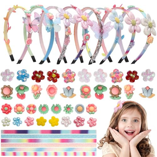 TGFIX 8Pcs Blumen Haarreif Basteln Mädchen Kreative Geschenk für Mädchen DIY Haarschmuck Bastelset Mädchen 5-12 Jahre für Kinder Ostergeschenk Mädchen Geburtstagsgeschenk 4 5 6 7 8 9 Jahre