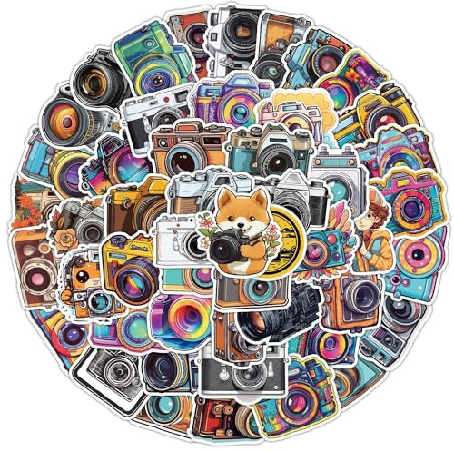 50 adesivi macchina fotografica d'epoca per bottiglie d'acqua, adesivi in vinile, accessori per libri,laptop, diario, album per adulti e adolescenti