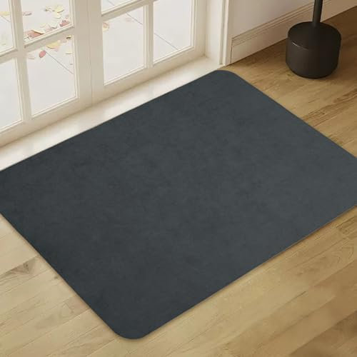 Zerbino interno ultra sottile, 60 x 90 cm, per interni, antiscivolo, assorbe lo sporco, lavabile, per la porta anteriore, per interni piatti (grigio scuro)
