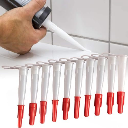 Punte per Cartucce,Silicone Ugelli,10pc Beccucci Per Cartuccia,Ugelli Per Cartucce,Ugelli Per Calafataggio,Punte Per Cartucce,Punte per Cartucce Silicone,Punte Silicone Trasparenti con Ugelli Rossi