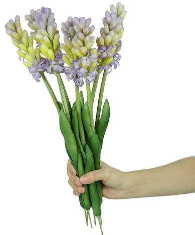 BQEE 4 fiori di giacinto artificiale, bouquet di fiori finti fatti a mano, 41,5 cm, per decorazione di matrimoni (viola)