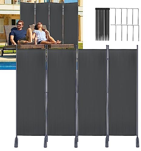 XMTECH Raumteiler Klappbar Freistehend 4-TLG 225 x 180 cm Trennwand Paravent, Garten Stellwand Trennwand Sichtschutz Balkon Sichtschutz Stellwand Faltbar Paravent, Anthrazit