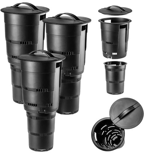 KADAX Lot de 3 composteurs de jardin souterrains en plastique, sans odeur, bacs à compost pour la fabrication d'engrais, bacs à compost avec trous d'aération (noir)