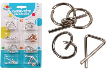 FLYPOP'S - 8 Mini Casse-Tête - Jeu De Réflexion - 140089 - Gris - Jouet Enfant - Défis - Concentration - Puzzle - Défi Cérébral - Logique - À Partir de 3 Ans