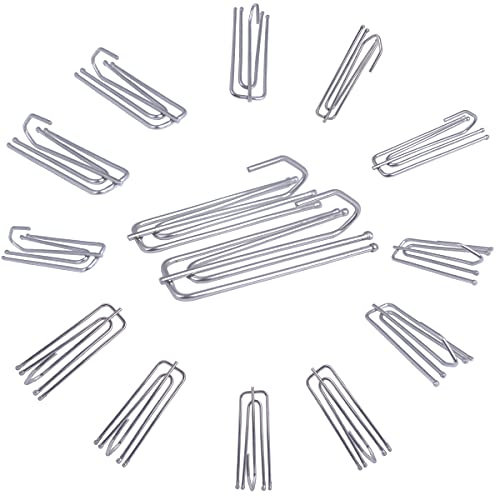 Ganchos de cortina de acero inoxidable, 50 unidades, plisados transversales, 4 puntas, ganchos plisados para cortinas, ganchos de cortina para cortinas transversales, ganchos de cortina (plateado,