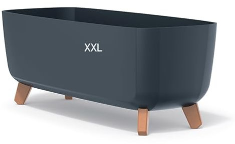 MELTOM Blumentopf Schale mit Füßen Einsatz Viereckig Kräutertopf Übertopf (Anthrazit, XXL -57 cm)