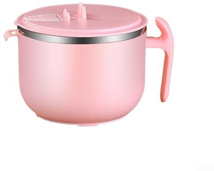 HEBEOT Microwave Noodle Bowl, Stainless Steel Bowl For Instant Noodles Noodle Bowl For Hot & Cold Foods(Pink)