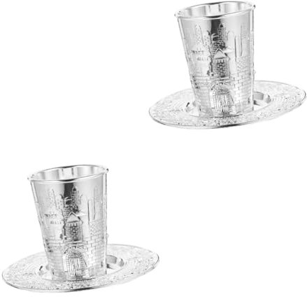 PRETYZOOM 2 Ensembles Ensemble de tasses de prière verre de vin sabthefrenchway Coupe à vin pour Pâque tasses à vin coupe de Kiddouch de Pâque tasse de kiddouch en métal de zinc