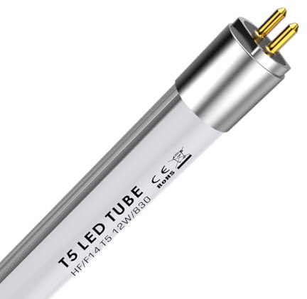 IHYCTV LED Röhre T5, 549mm, Austausch mit Leuchtstofflampen, F14T5, 12W, 1550lm, 3000K, 830, Warmweiß, Sockel G5, Betrieb mit geeignetem EVG, 140 Grad, Blendfrei,1 Stück